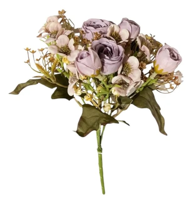 SET 4 FLORES ARTIFICIALES SILVESTRES RAMO ROSAS VINTAGE JHN - 1