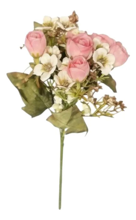 SET 4 FLORES ARTIFICIALES SILVESTRES RAMO ROSAS VINTAGE JHN - 3