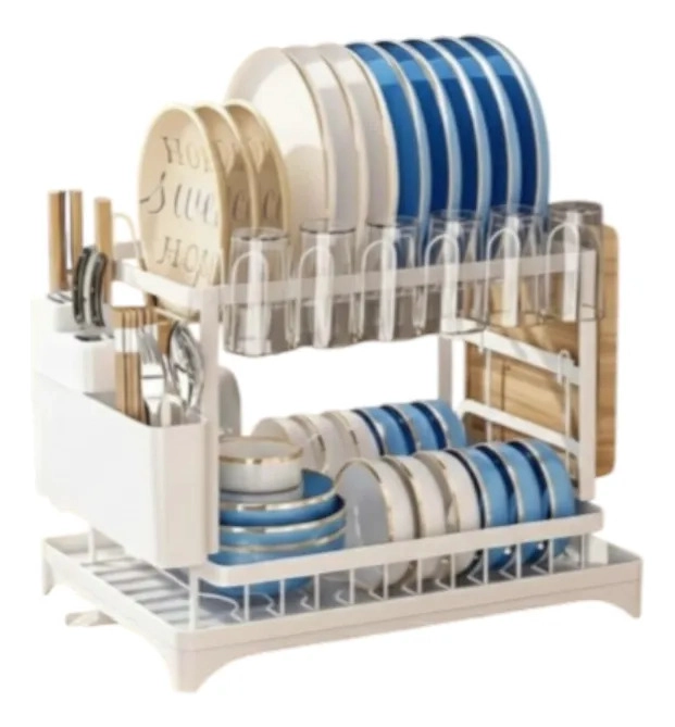 SECAPLATOS ESCURRIDOR DOBLE NIVEL ORGANIZADOR COCINA JHN - 1