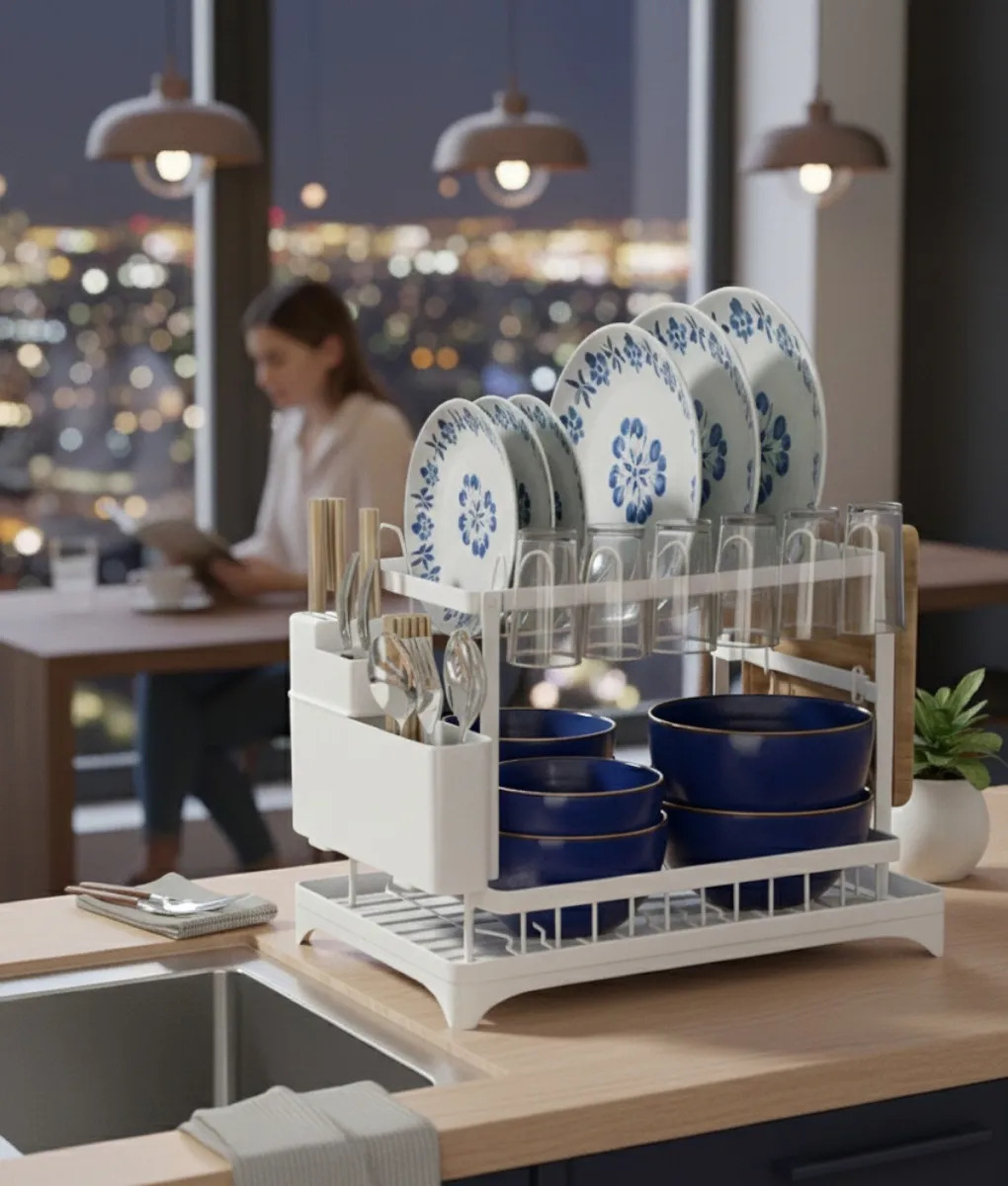 SECAPLATOS ESCURRIDOR DOBLE NIVEL ORGANIZADOR COCINA JHN - 2