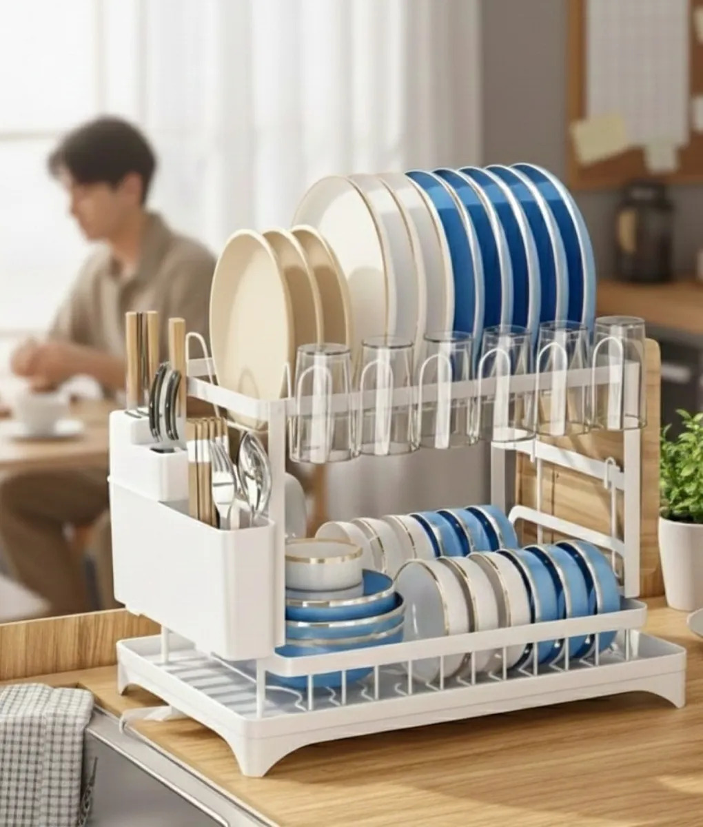 SECAPLATOS ESCURRIDOR DOBLE NIVEL ORGANIZADOR COCINA JHN - 4