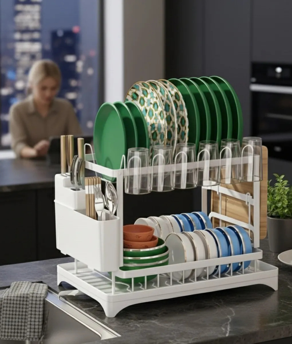 SECAPLATOS ESCURRIDOR DOBLE NIVEL ORGANIZADOR COCINA JHN - 5