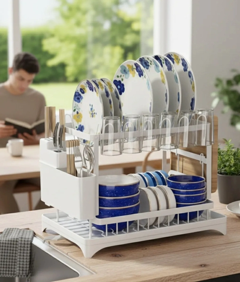 SECAPLATOS ESCURRIDOR DOBLE NIVEL ORGANIZADOR COCINA JHN - 7