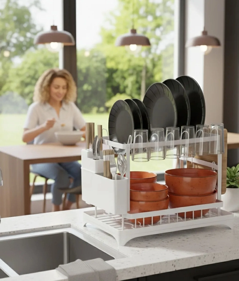 SECAPLATOS ESCURRIDOR DOBLE NIVEL ORGANIZADOR COCINA JHN - 8