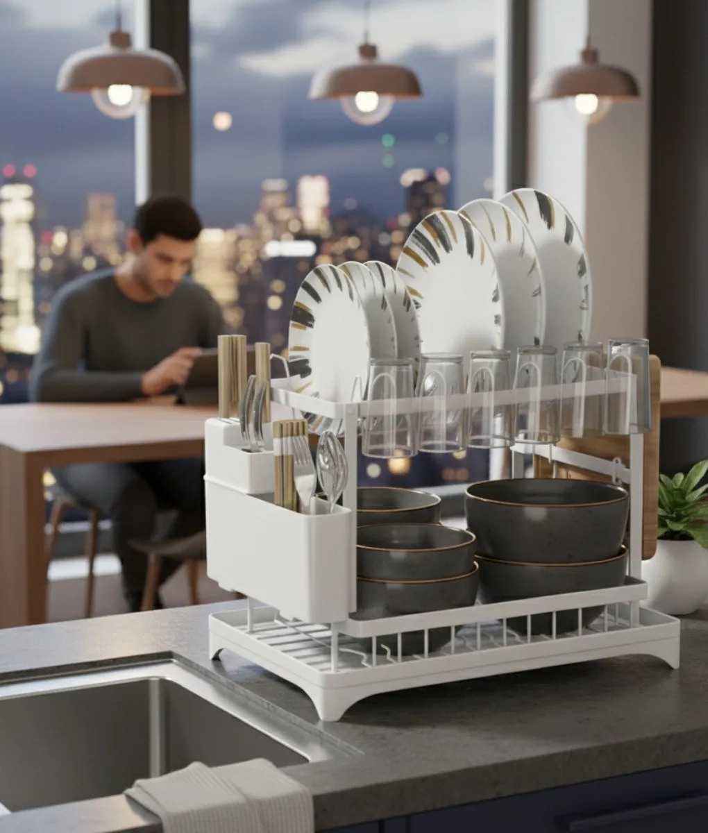 SECAPLATOS ESCURRIDOR DOBLE NIVEL ORGANIZADOR COCINA JHN - 9
