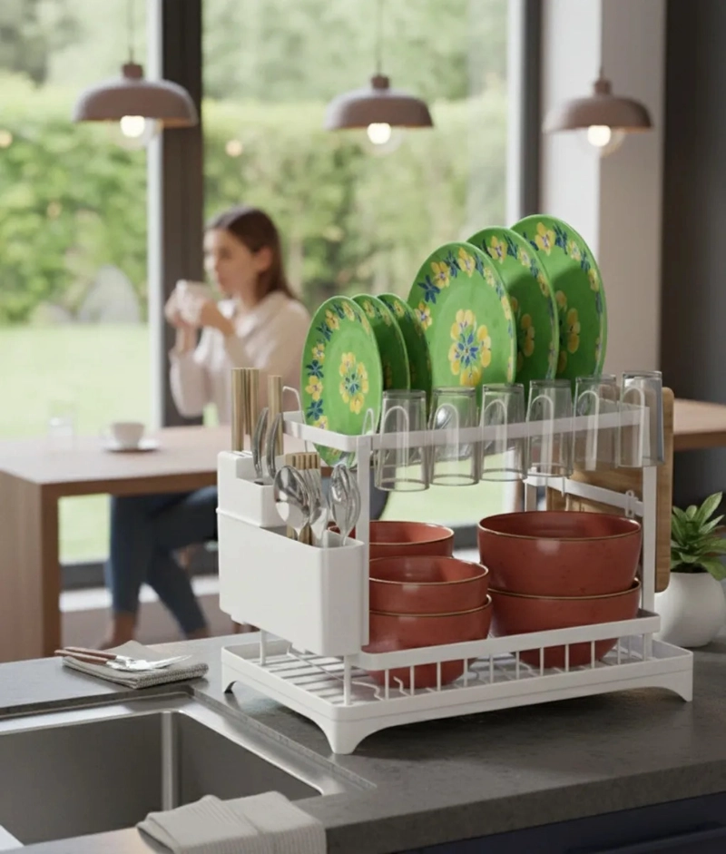 SECAPLATOS ESCURRIDOR DOBLE NIVEL ORGANIZADOR COCINA JHN - 10