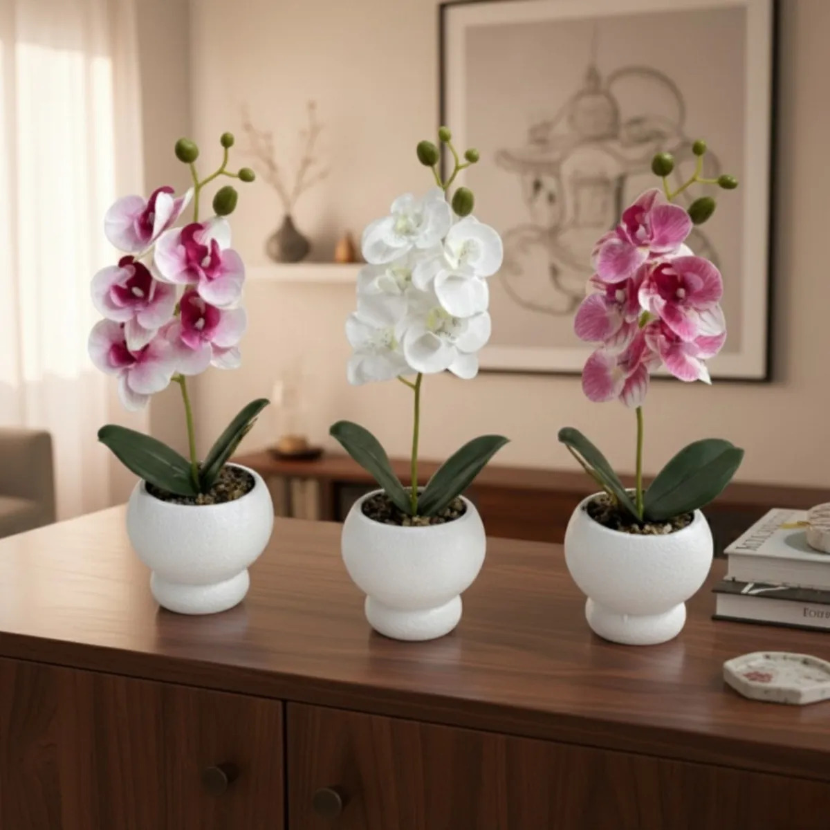 FLOR ARTIFICIAL DECORATIVA ORQUIDEA ADORNO FLORAL JHN - 9