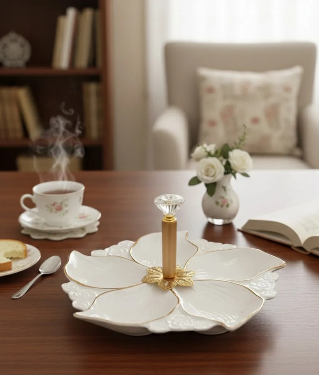 BANDEJA SERVIR DECORATIVA DISEÑO FLORAL ELEGANCIA JHN - 10