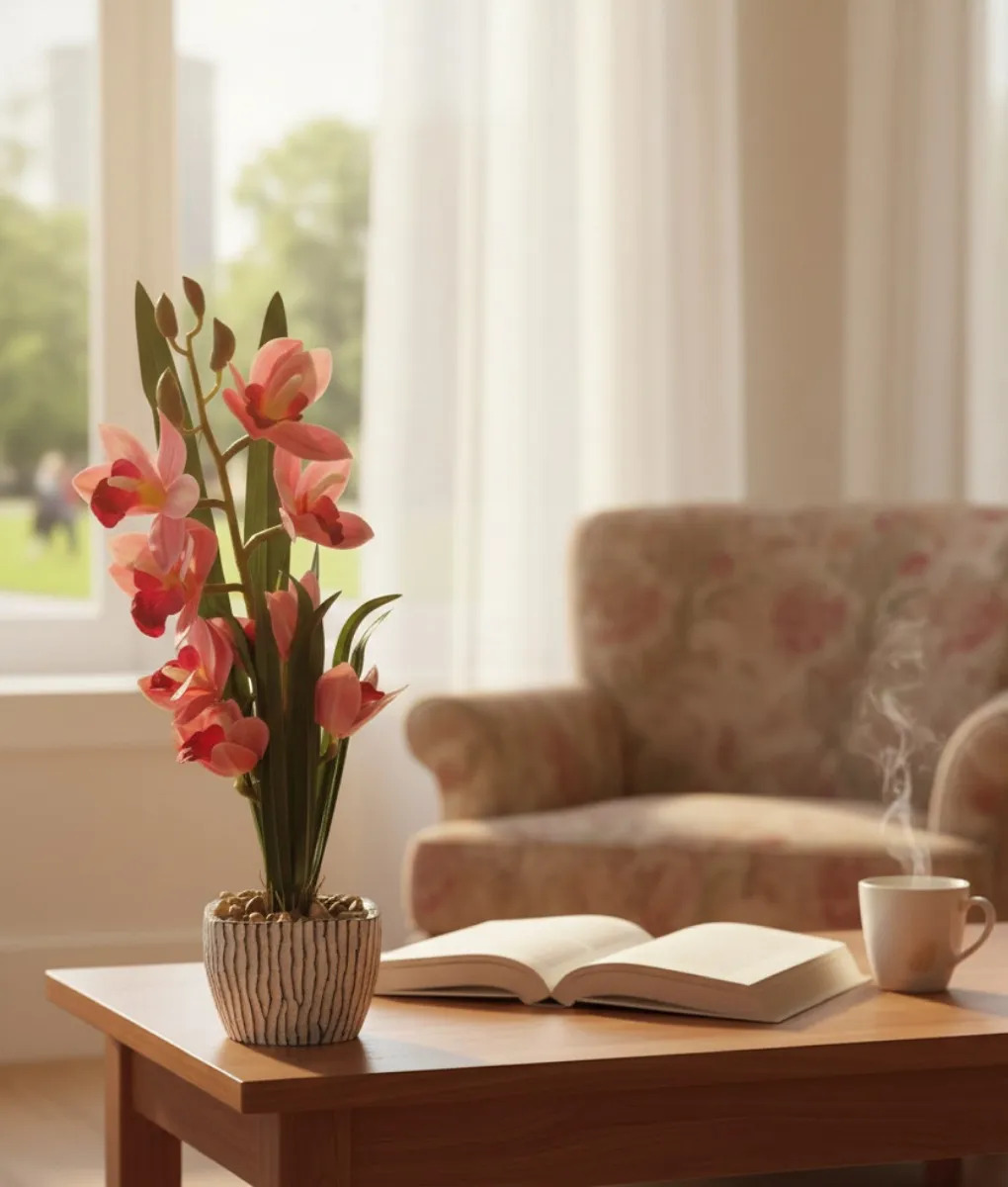 PLANTA DECORATIVA ARTIFICIAL DISEÑO ORQUIDEA ELEGANTE JHN - 7