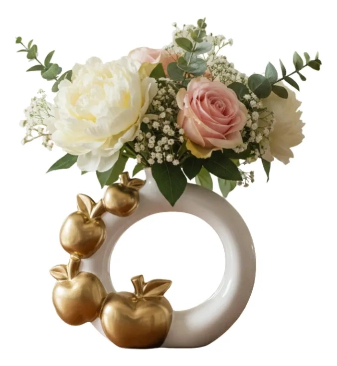 FLORERO DECORATIVO JARRON DISEÑO CIRCULAR ADORNO ESTILO JHN - 3