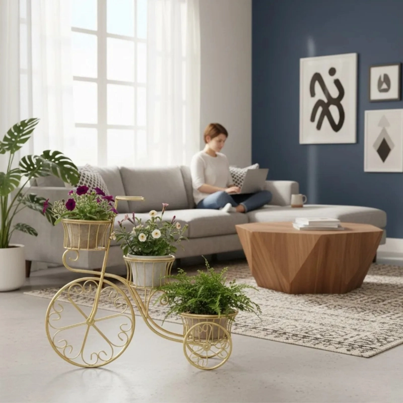 PORTA MACETA DECORATIVO TRICICLO ORNAMENTAL VINTAGE JHN - 9
