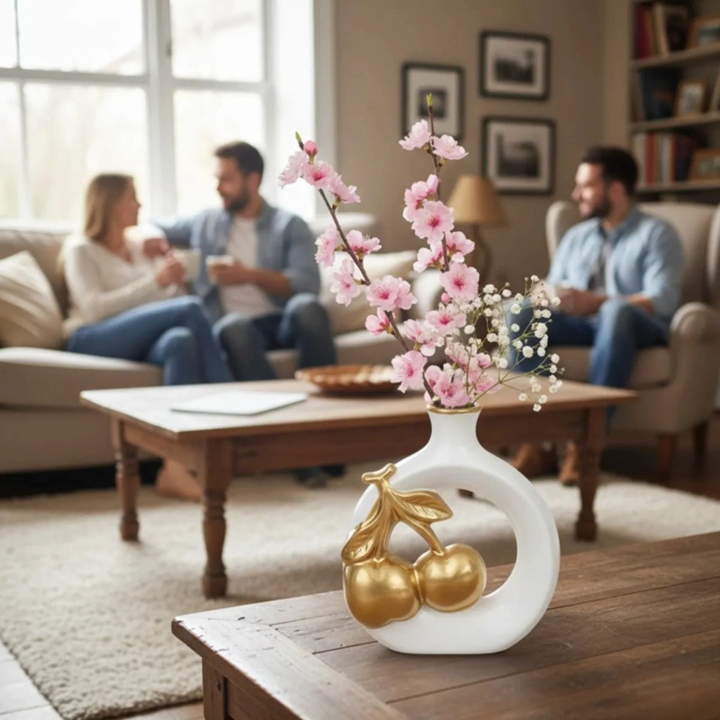 FLORERO DECORATIVO JARRON ADORNO DISEÑO MOTIVO ORGANICO JHN - 4