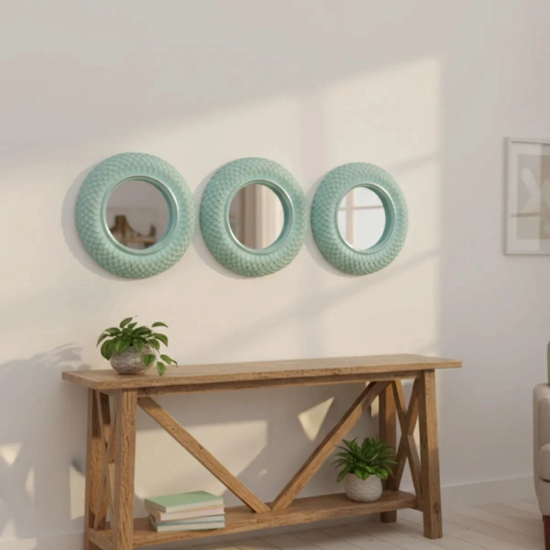 SET 3 ESPEJO ACENTO DECORATIVO PARED DISEÑO VINTAGE JHN - 2