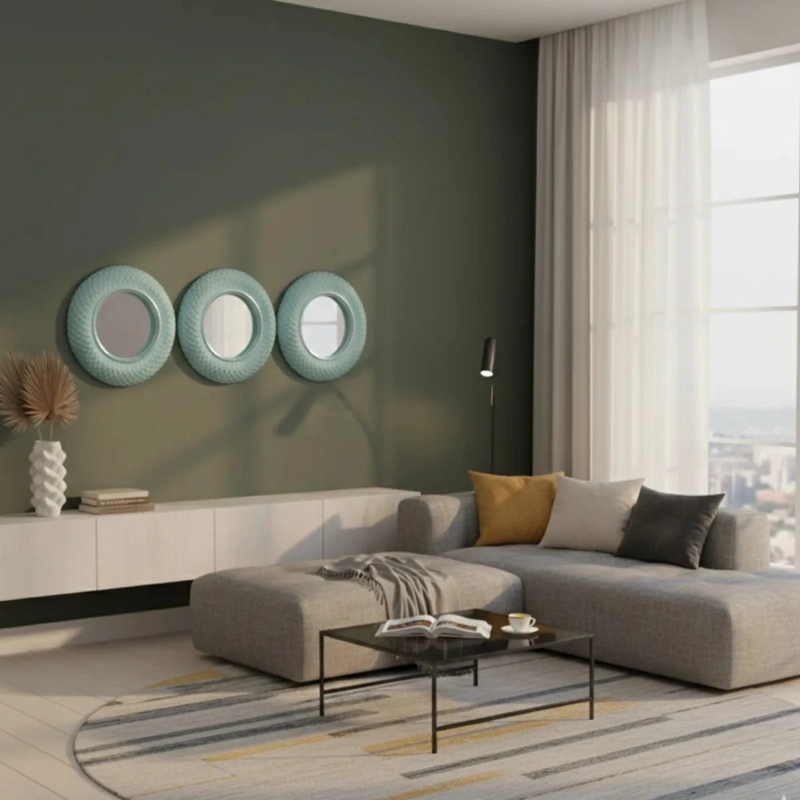 SET 3 ESPEJO ACENTO DECORATIVO PARED DISEÑO VINTAGE JHN - 7