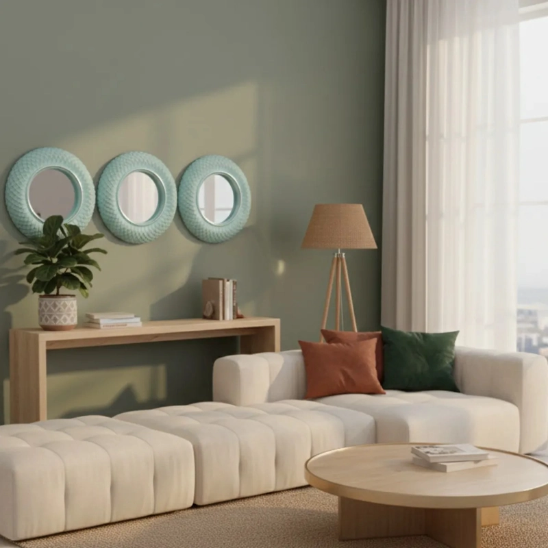 SET 3 ESPEJO ACENTO DECORATIVO PARED DISEÑO VINTAGE JHN - 10