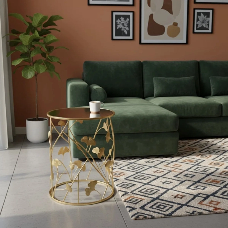 MESA AUXILIAR ACENTO GINKGO ELEGANTE DISEÑO ESCULTURAL JHN - 9