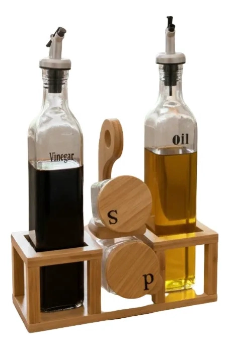 SOPORTE ACEITERA VINAGRERA SALERO PIMENTERO BAMBU MESA JHN - 3