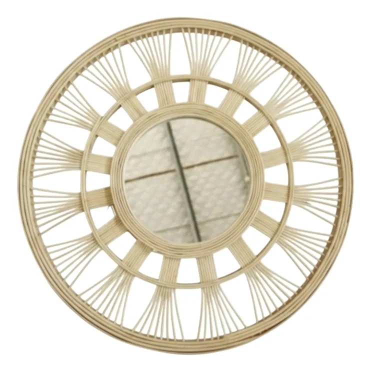 ESPEJO PARED SOL DECORATIVO CIRCULAR ESTILO MIMBRE JHN - 3