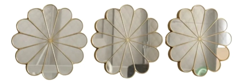 SET 3 ESPEJO DECORATIVO PARED ADORNO FORMA FLOR MODERNA JHN - 3