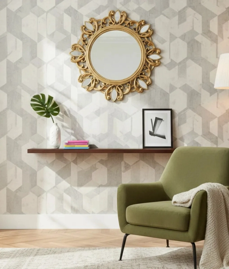 ESPEJO DECORATIVO PARED CIRCULAR ORNAMENTAL ELEGANTE JHN - 8