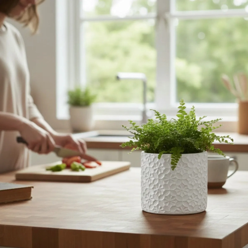 MACETA DECORATIVA DISEÑO FLORAL MACETERO ESTILO NORDICO JHN - 7