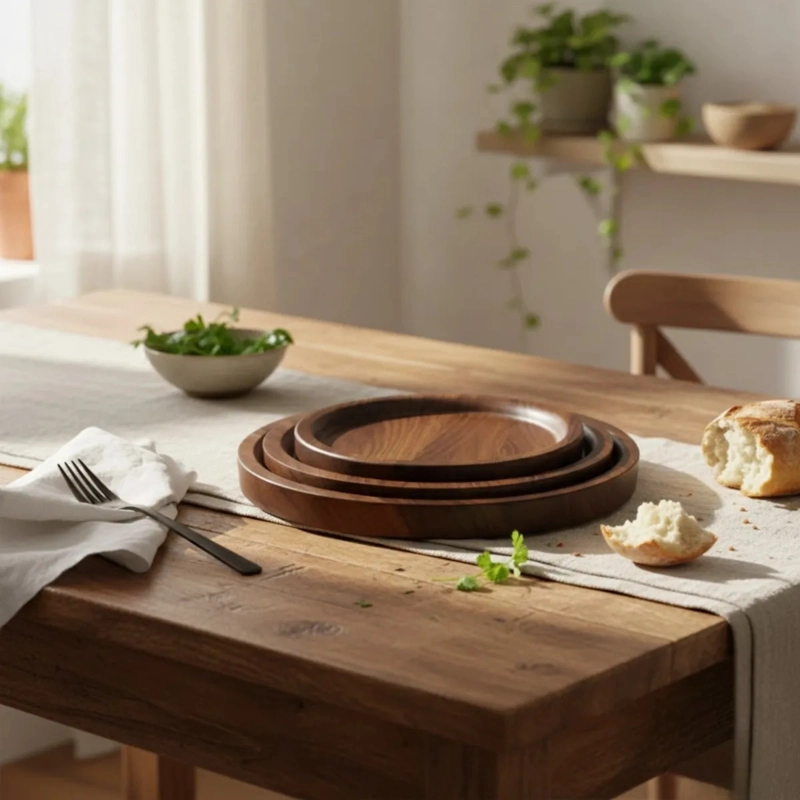SET 3 BANDEJA DECORATIVA MODERNA MULTIUSO HOGAR BAMBU JHN - 10