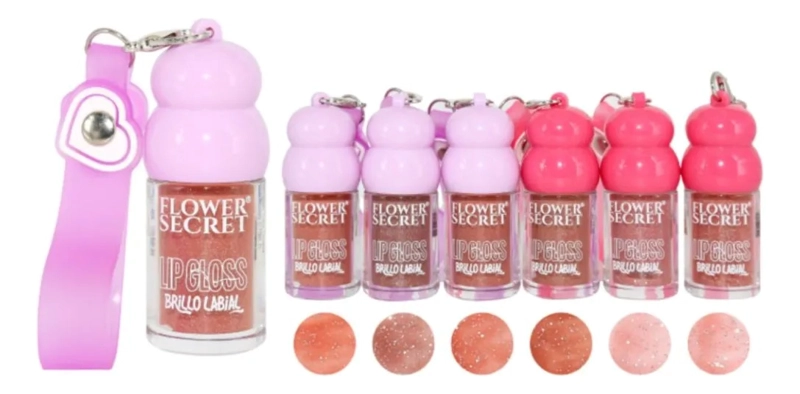PACK 24 BRILLOS LABIALES NUDE PERLADO COLGANTE BELLEZA LAU - 2