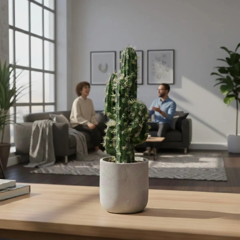 CACTUS ARTIFICIAL REALISTA PREMIUM MACETA DISEÑO MODERNO AJ - 5