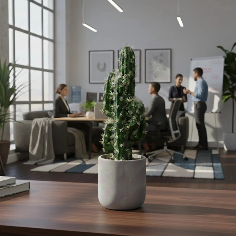 CACTUS ARTIFICIAL REALISTA PREMIUM MACETA DISEÑO MODERNO AJ - 6