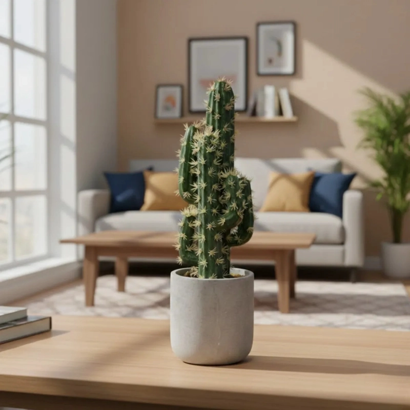 CACTUS ARTIFICIAL REALISTA PREMIUM MACETA DISEÑO MODERNO AJ - 9