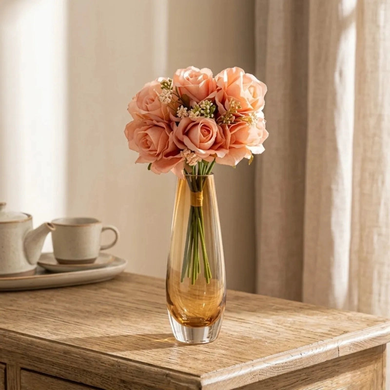 SET 3 RAMOS ROSAS ARTIFICIALES DECORATIVAS PREMIUM ALJ - 7