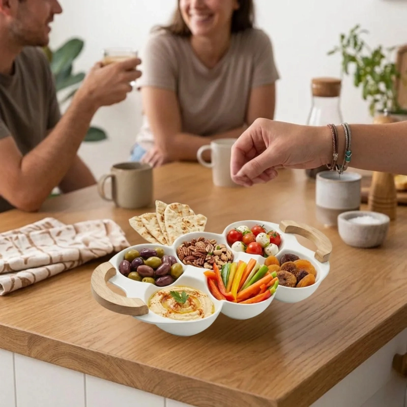 PLATO ORGANIZADOR SNACKS SALSAS TABLA PICAR PANAL ALJ - 8