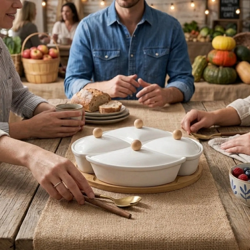 CENTRO MESA APERITIVOS MODULAR SET 4 BOWLS TAPA LUJO ALJ - 5