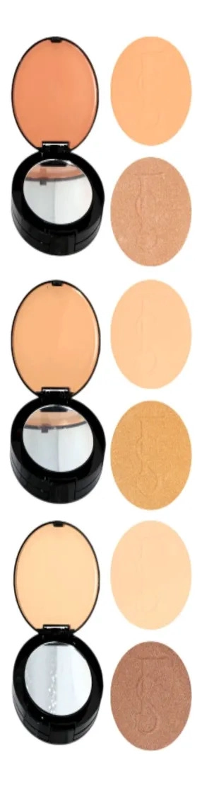 PACK 2 POLVOS COMPACTO BASE E ILUMINADOR 3EN1 MAQUILLAJE LAU - 3