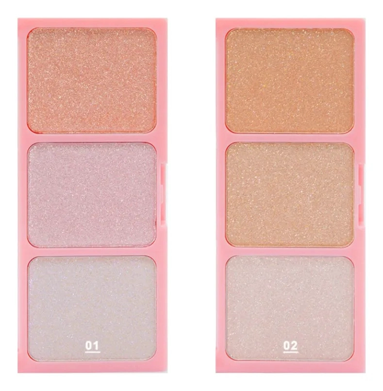 SET 2 PALETAS ILUMINADORES 3 TONOS POLVO BRILLO NATURAL ALJ - 2