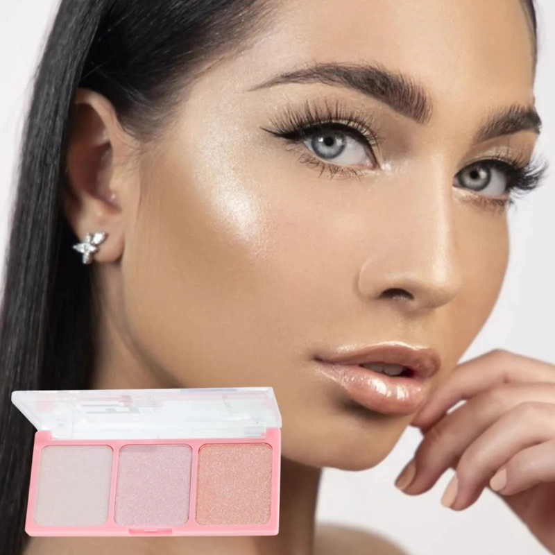 SET 2 PALETAS ILUMINADORES 3 TONOS POLVO BRILLO NATURAL ALJ - 8