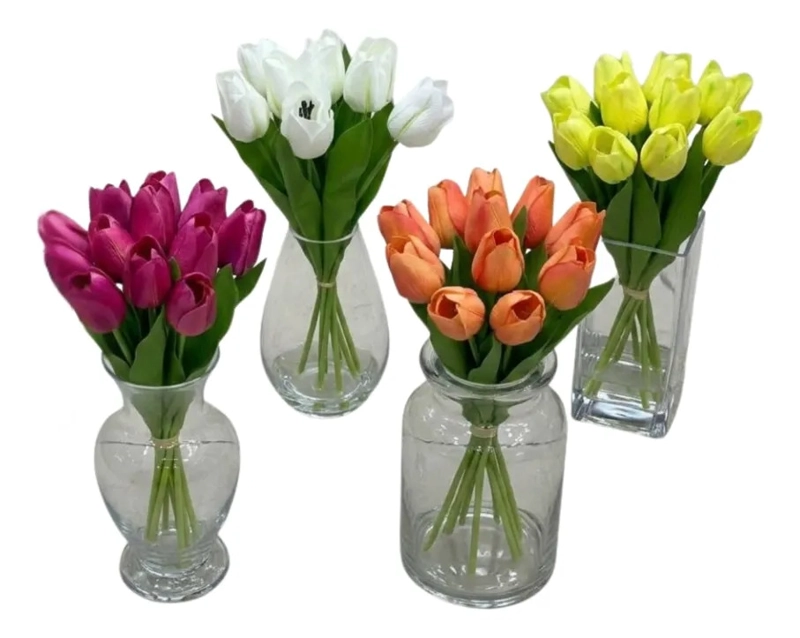 SET 2 RAMOS TULIPANES ARTIFICIALES FLOR DECORATIVA ALJ - 2