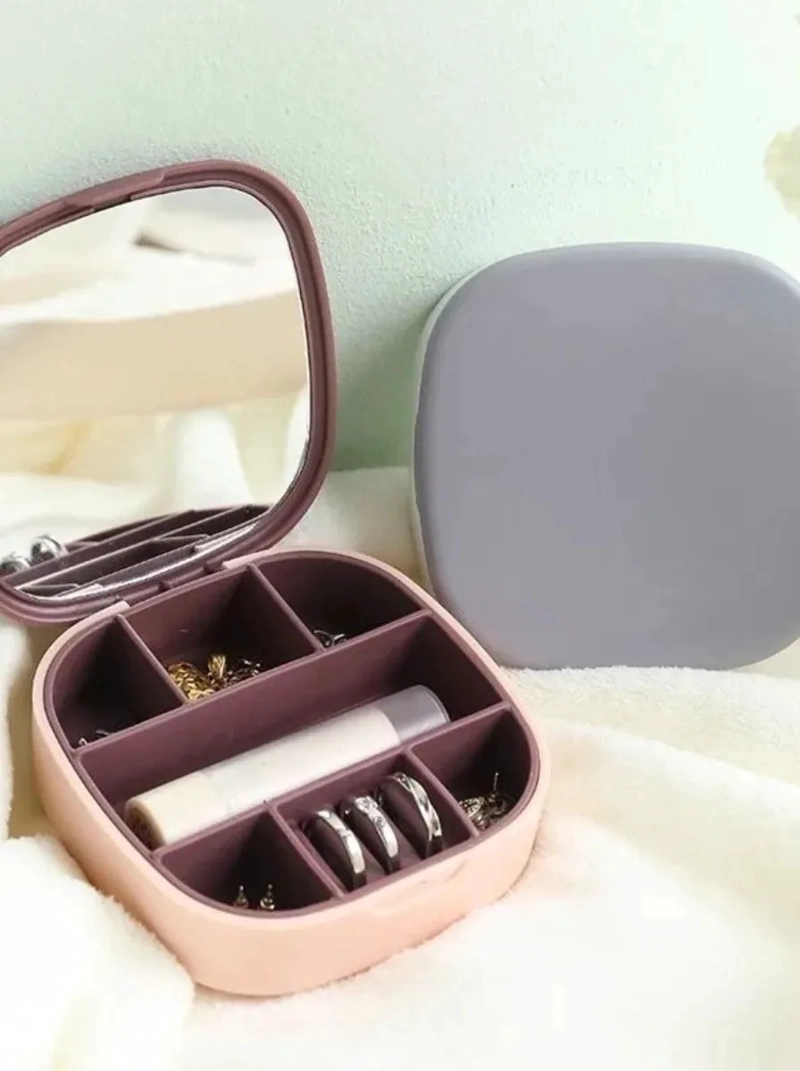 SET 2 JOYEROS PORTATIL DE VIAJE ESPEJO ORGANIZADOR JOYAS MV - 5