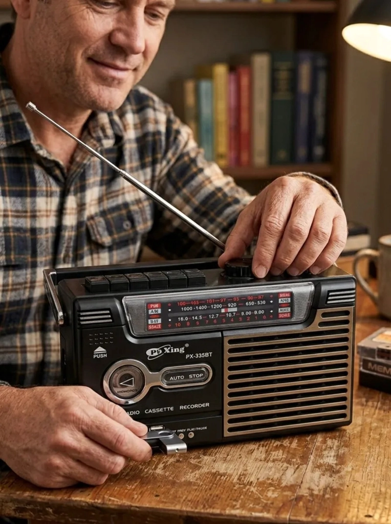 RADIO GRABADORA CASETTE PORTATIL RETRO USB SD AM/FM/SW MV - 8