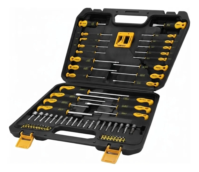 KIT DESTORNILLADORES MAGNETICOS 86 PZS ACERO CRV ESTUCHE MV - 1