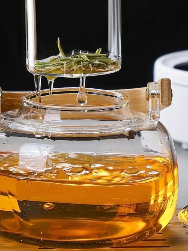 TETERA VIDRIO BOROSILICATO CON ASA MADERA INFUSOR TE MV - 3