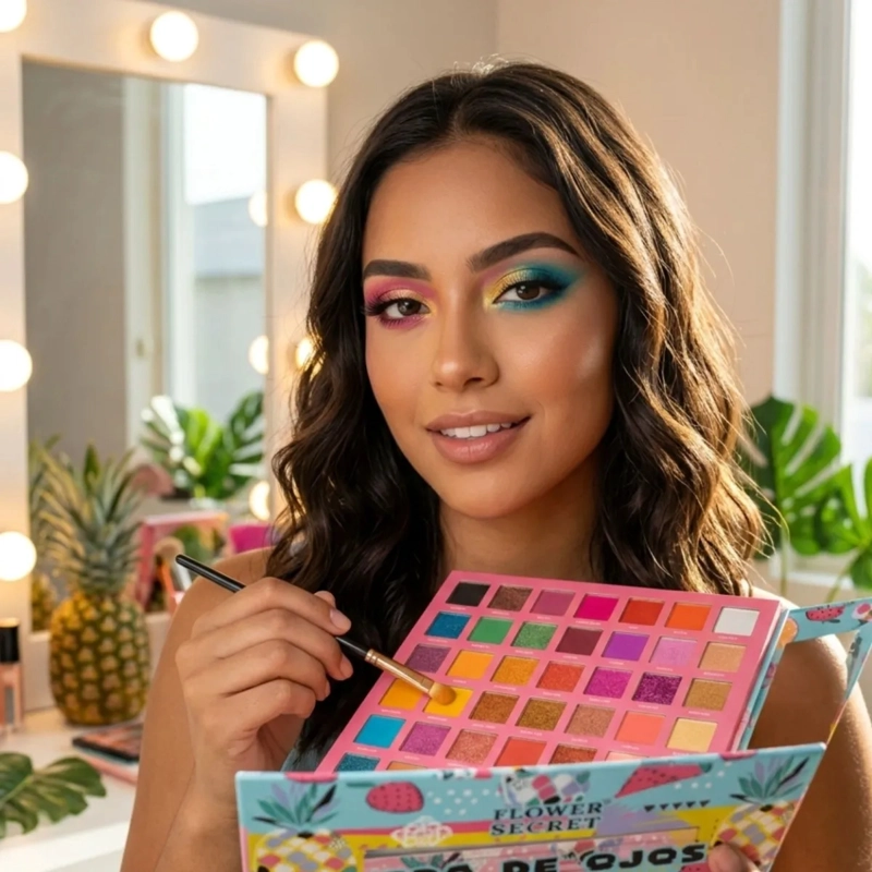 PALETA SOMBRAS OJOS 48 COLORES PIGMENTOS ALTA FIDELIDAD MV - 5