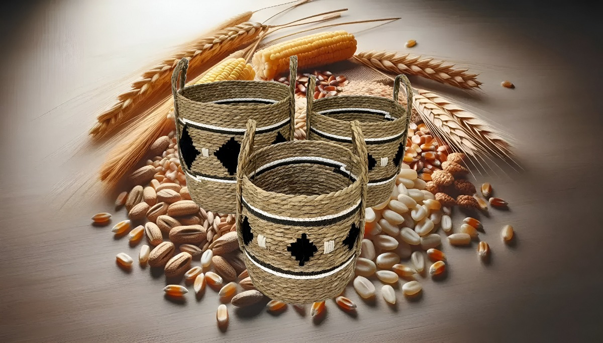 SET DE 3 CANASTOS DECORATIVOS YUTE CESTOS ÉTNICO JHN - 10