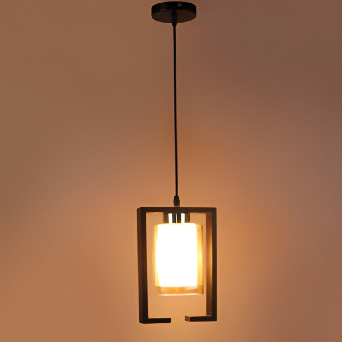 LÁMPARA COLGANTE TECHO DECORACIÓN ELEGANTE CUADRADA JHN NEGRO - 5