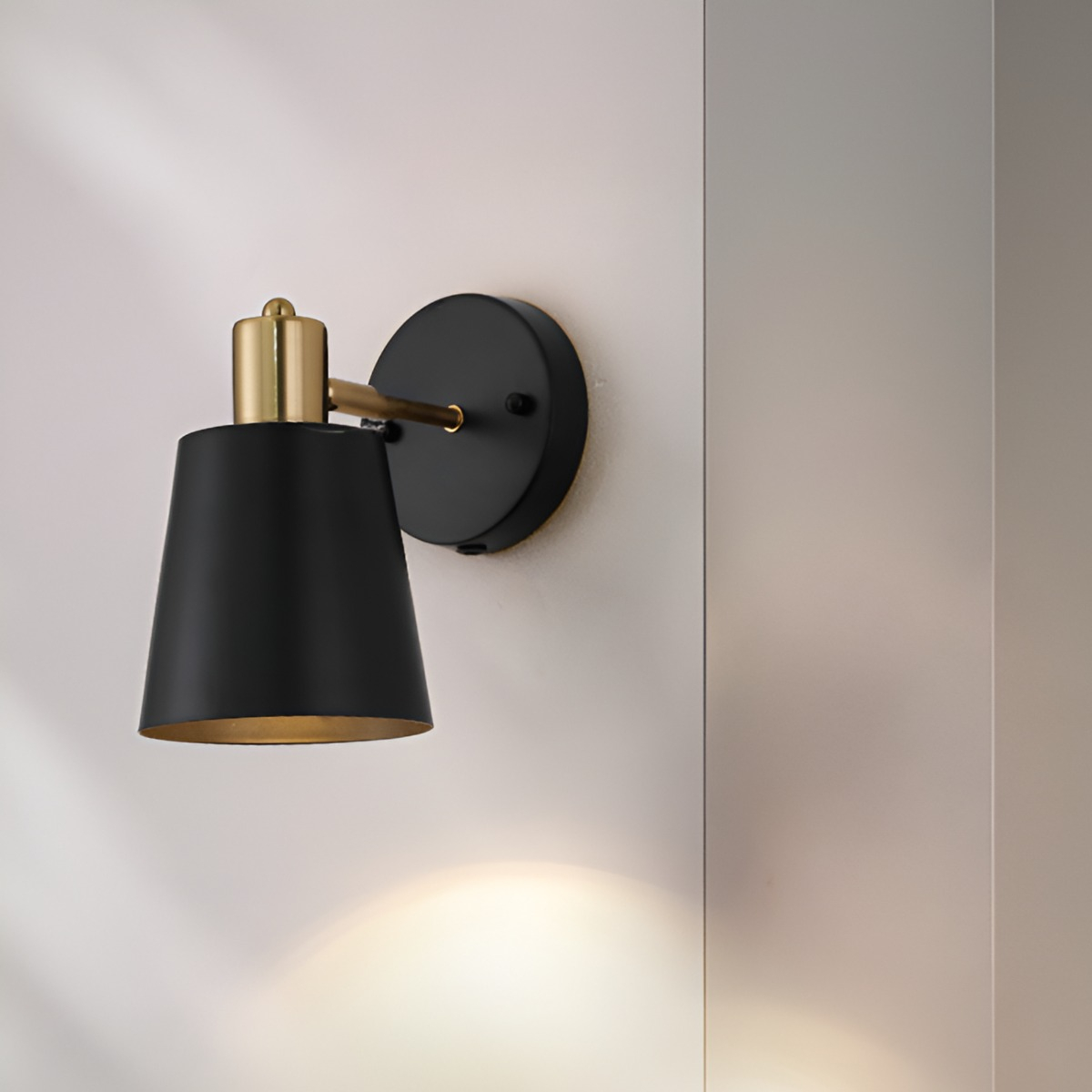 LÁMPARA PARED INDUSTRIAL VINTAGE METAL DORADO JHN NEGRO - 3