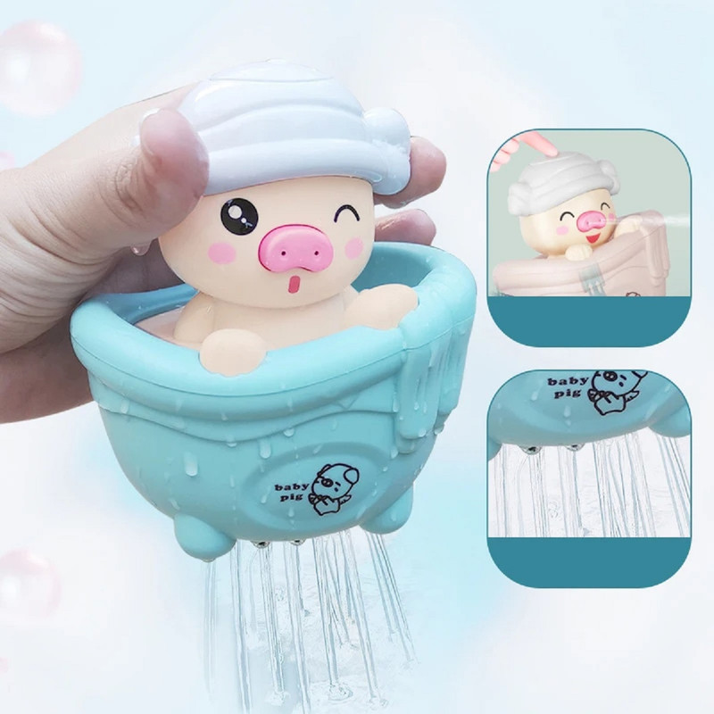 SET BFT 6 JUGUETES CERDITO AGUA DUCHA DIVERTIDO BAÑO BEBÉS LAU - 9