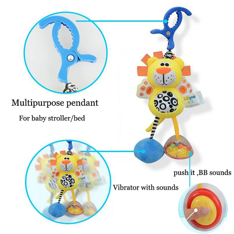 SET BFT 2 SONAJEROS PELUCHE COLGANTE COCHE CUNA SUAVE BEBÉS LAU MULTICOLOR - 9