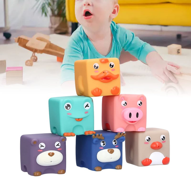 BLOQUES A95X JUGUETE 6 PIEZAS APILABLE DIVERTIDO SILICONA NIÑOS LAU - 4