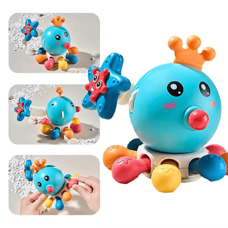 JUGUETE INTERACTIVO A95X PULPO MULTIFUNCIONAL SENSORIAL MORDEDOR SONAJERO LAU MULTICOLOR - 6