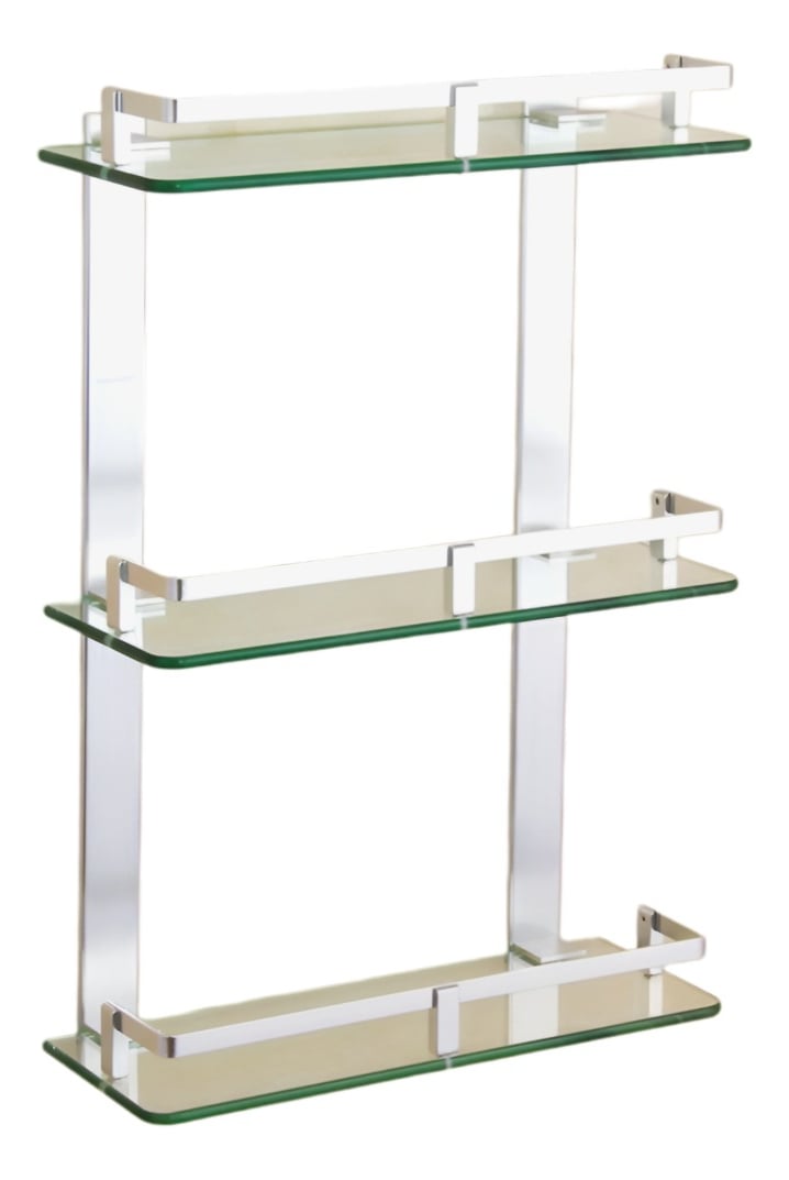 ESTANTE VIDRIO ORGANIZADOR BAÑO 3 NIVELES TEMPLADO JHN PLATA - 1